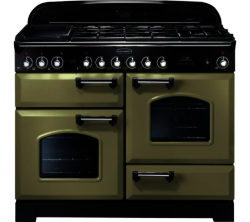 RANGEMASTER  Classic Deluxe 110 Dual Fuel Range Cooker - Olive Green & Chrome